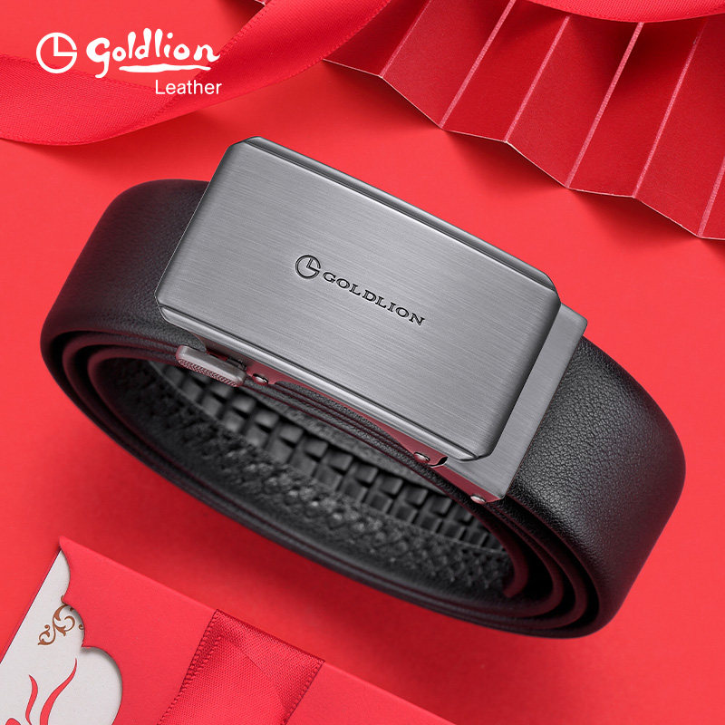 金利来2026新款皮带男士真皮青年商务牛皮自动扣腰带合金扣头裤带