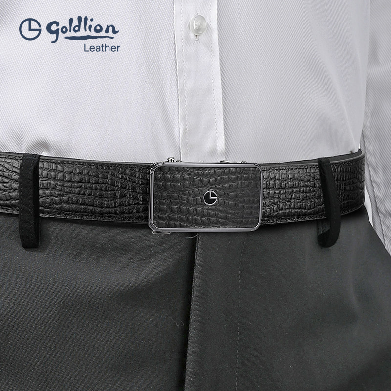 金利来新款轻奢皮带男真皮商务自动扣腰带头层牛皮西装裤带腰封