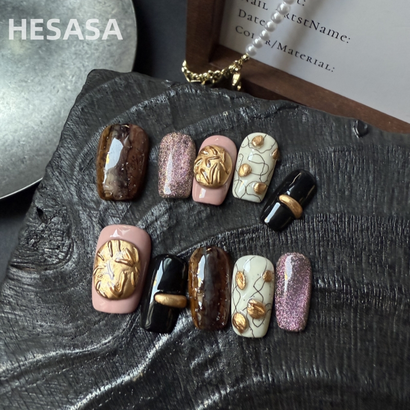 HESASA|小众手绘新款设计猫眼显手白美甲【梦栀子】纯手工穿戴甲
