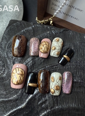 HESASA|小众手绘新款设计猫眼显手白美甲【梦栀子】纯手工穿戴甲