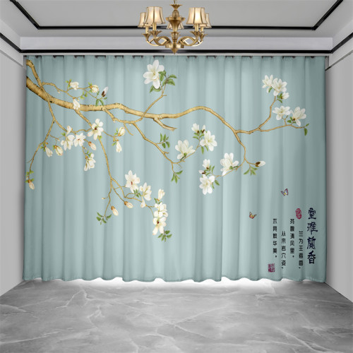 书房花鸟中式窗帘客厅遮光