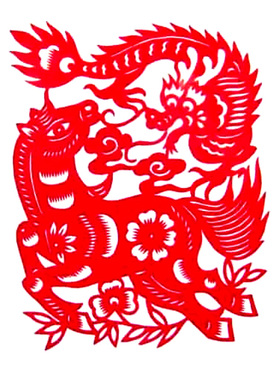 手工红色吉祥剪纸画窗花生肖配对中国风蔚县中国特色出国小礼品