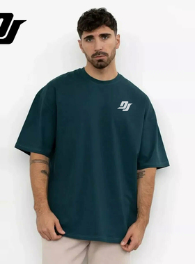DJAY 深绿色短袖T恤美式潮牌简约 LOGO 上衣 夏季宽松纯棉半袖