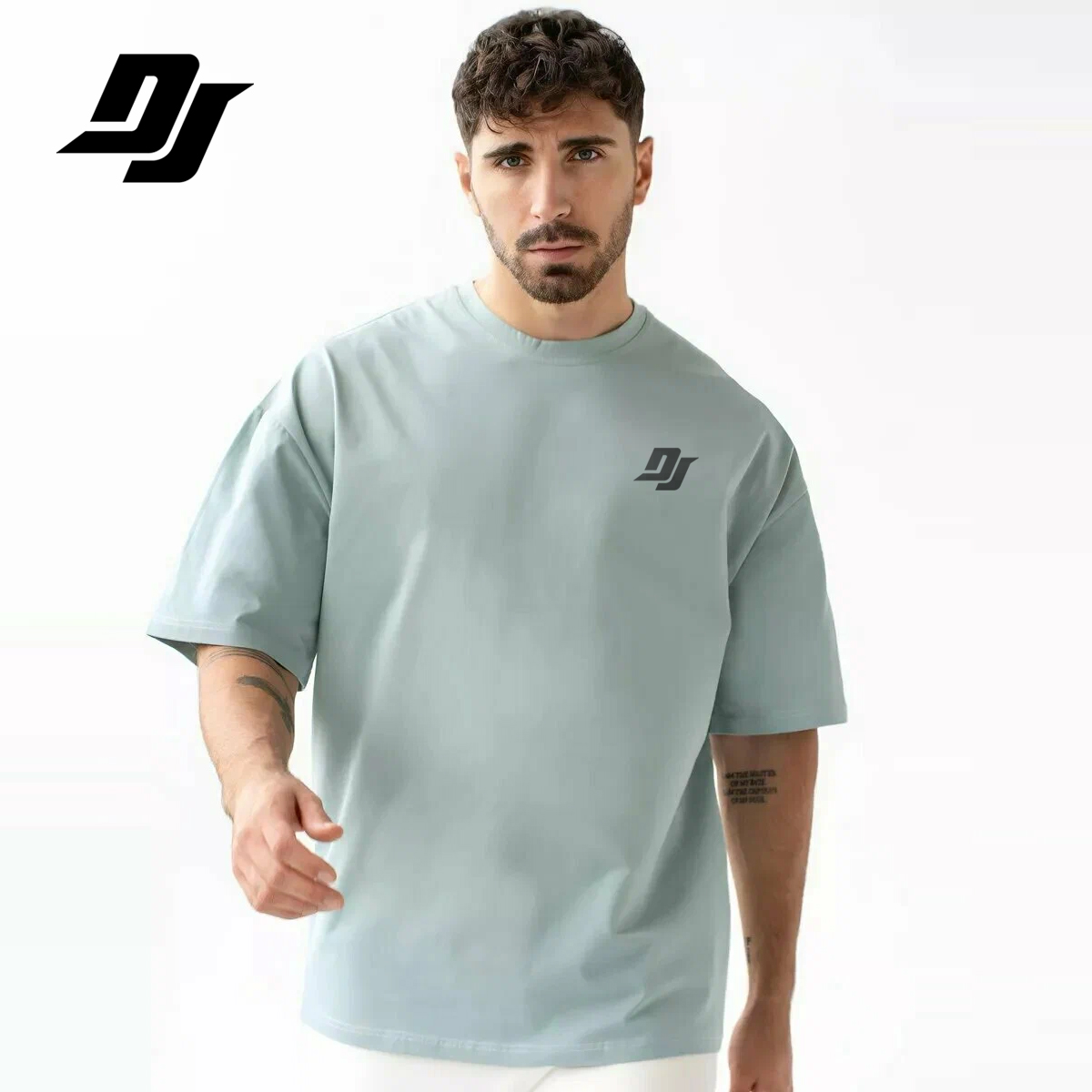 DJAY浅蓝经典简约短袖男基础款通勤 T 恤夏季透气休闲上衣