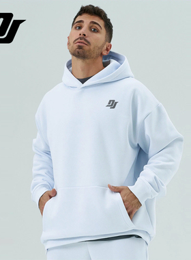 DJAY天蓝色连帽卫衣男活力休闲宽松上衣日常百搭套头衫