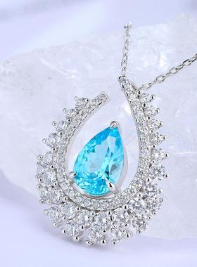 新款珠宝首饰设计18K金镶嵌水滴形项链镂空设计高级灵动奢华吊坠