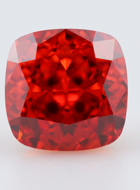 肥方桔红色人工培育宝石 冰花切钻石戒指首饰 DIY高碳钻裸石