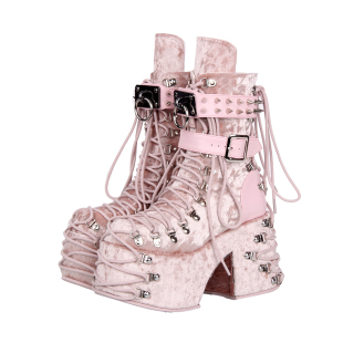 2025休闲PUNK朋克圆头松糕厚底女王短靴M273有链子