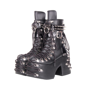 2025休闲PUNK朋克圆头松糕厚底女王短靴M273
