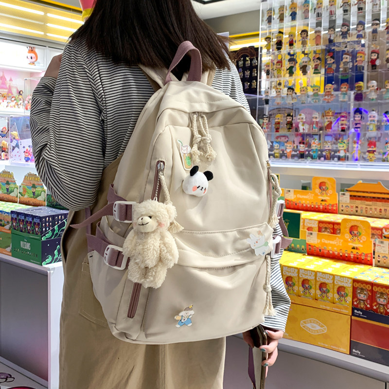 书包女大学生双肩包初中生背包女