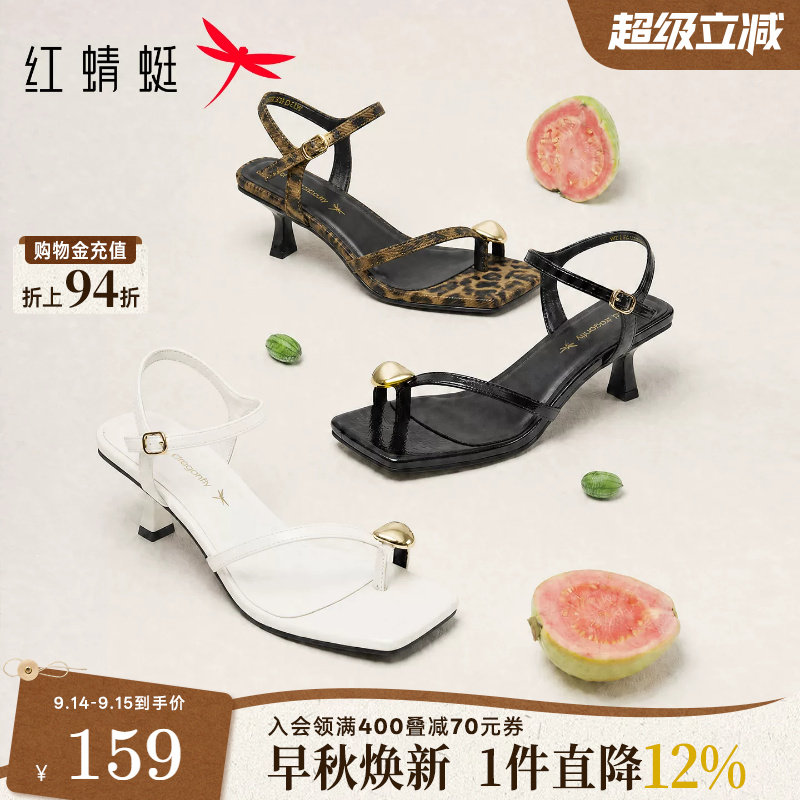红蜻蜓高跟凉鞋夹趾时装凉鞋图片