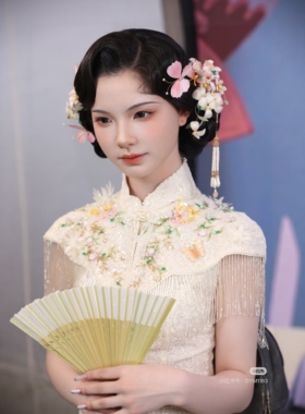 梨子手作原创设计汉服真丝绒花头饰古风发饰古装头饰旗袍仙气发簪