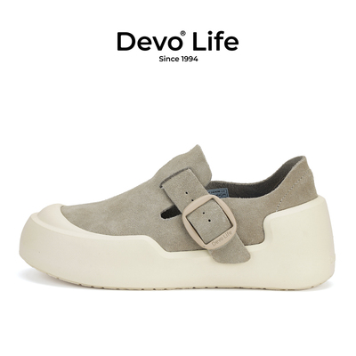 Devo /的沃勃肯鞋女款软木鞋反绒休闲鞋厚底搭扣女鞋24090