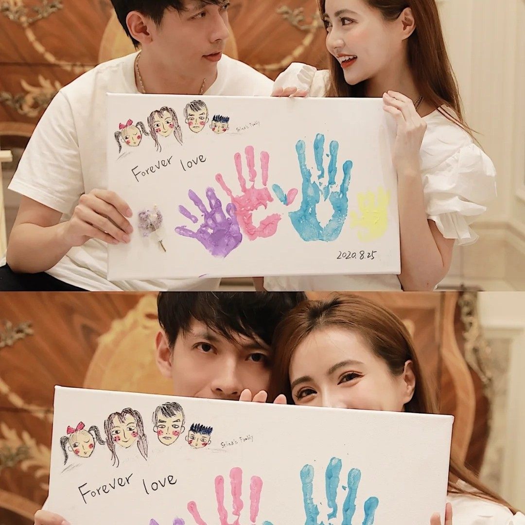 男女朋友纪念礼品手印画生日情人节礼物情侣彩色手印家人友情diy