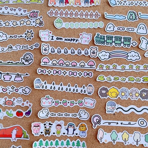 卡通分割线手账贴纸装饰元素简笔画素材儿童成长相册手抄报贴画