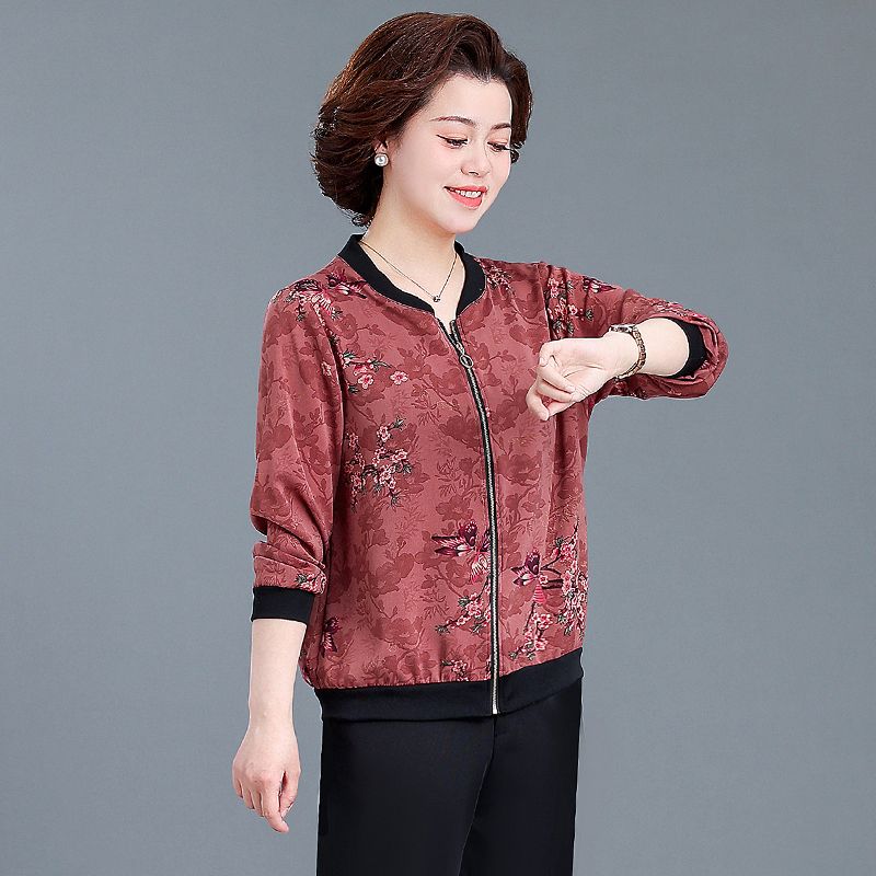 大码中老年印花短外套夏装