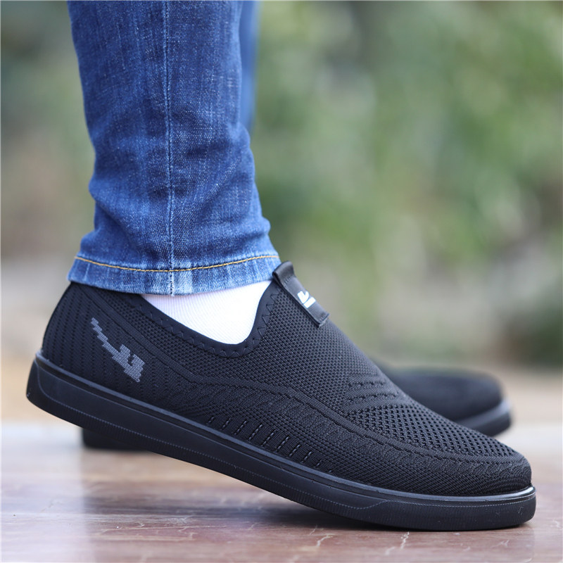 回力男鞋夏季透气网面鞋2026新款男士一脚蹬休闲软底轻便百搭黑色