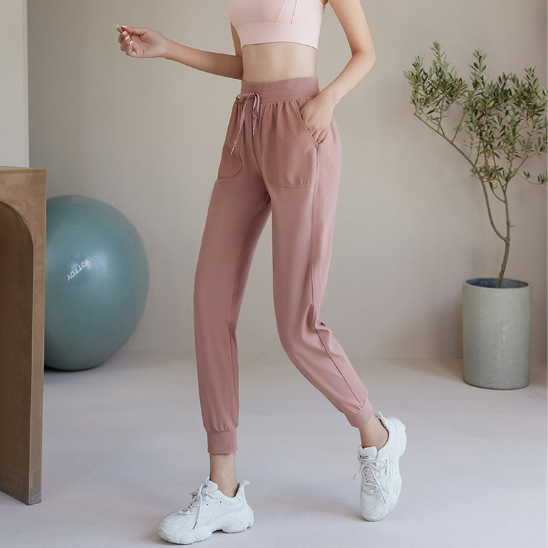 冰丝宽松高腰显瘦运动裤健身裤女跑步速干休闲束脚裤瑜伽裤夏薄款
