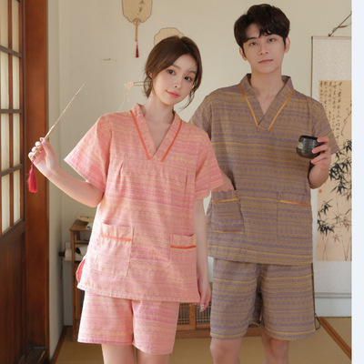 棉质汗蒸服男女桑拿洗浴服情侣款家居休闲服套装按摩足疗服刮痧厚