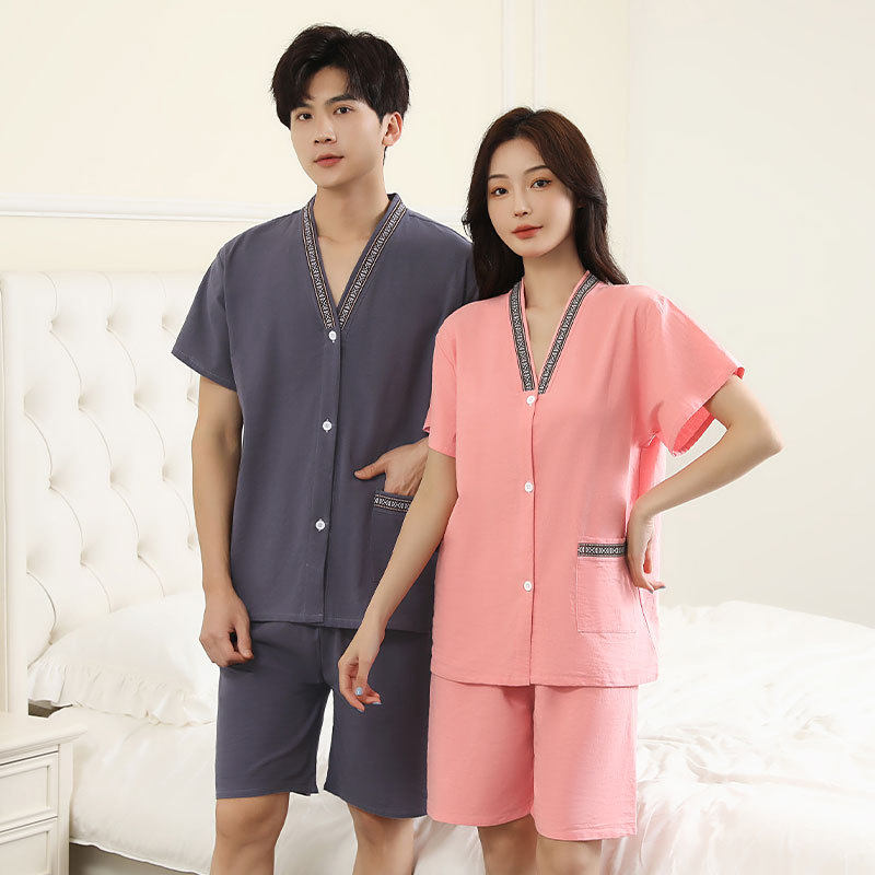 艾灸服专用女纯棉前后开衫背开理疗针灸衣服男大码开扣按摩汗蒸服