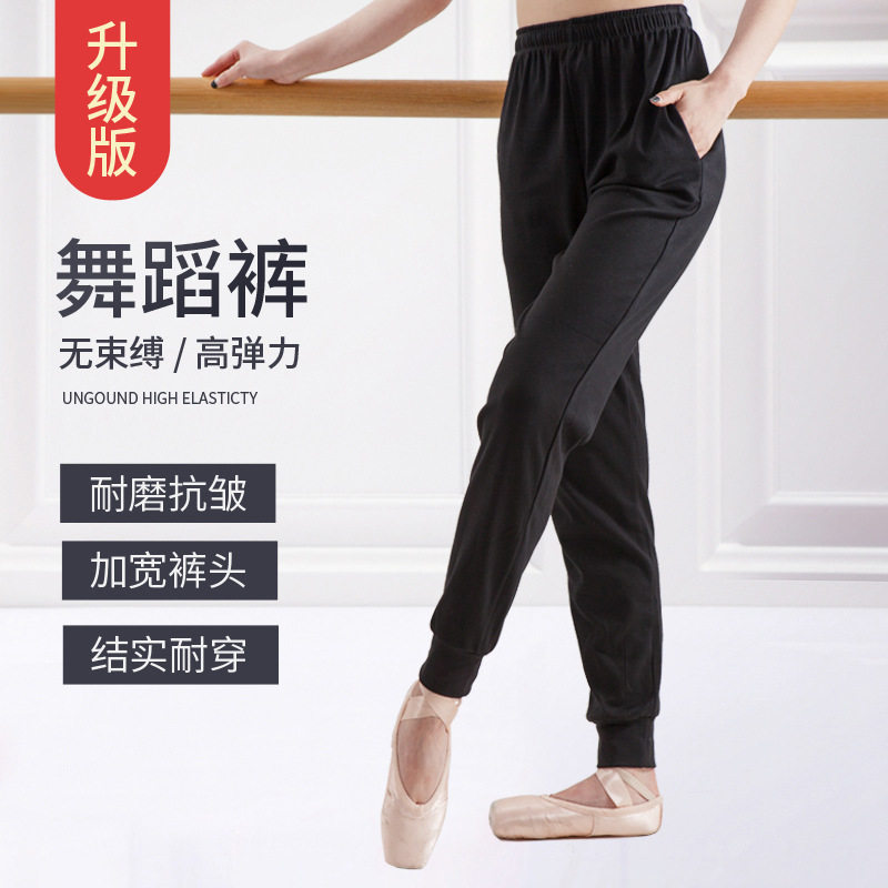 舞蹈萝卜裤男女成人舞蹈服黑色宽松阔腿形体裤练功裤外贸表演运动
