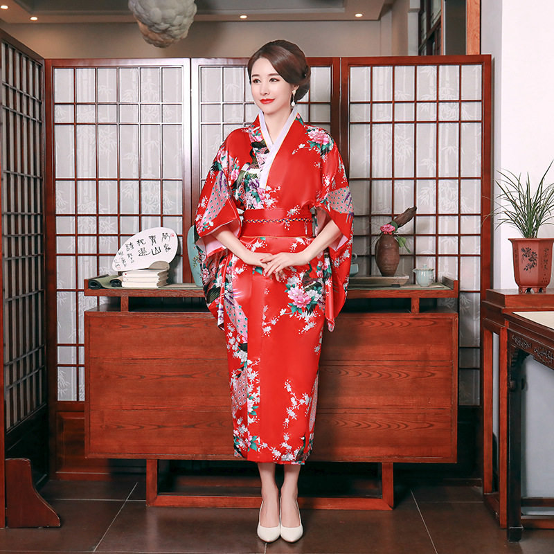 新款夏季和服睡衣睡袍孔雀袍美容院浴袍新娘晨袍日式汗蒸服外贸