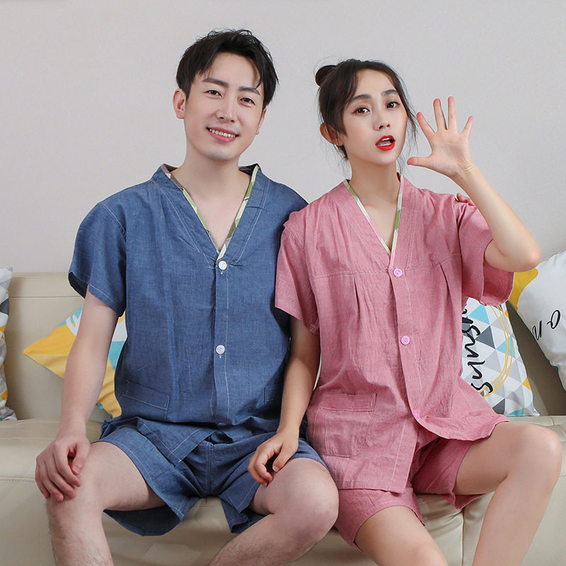男女情侣薄料水洗棉前后开衫