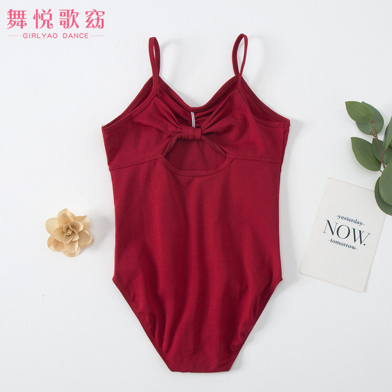 高级风吊带后背蝴蝶结开档练功服