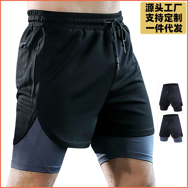 跨境健身短裤男款高弹透气运动速干短裤户外暴汗篮球训练跑步短裤