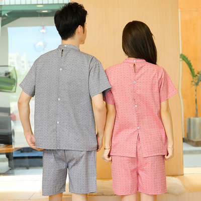 艾灸服后背开扣棉质男女情侣针灸理疗服后背开衫系扣按摩服养生