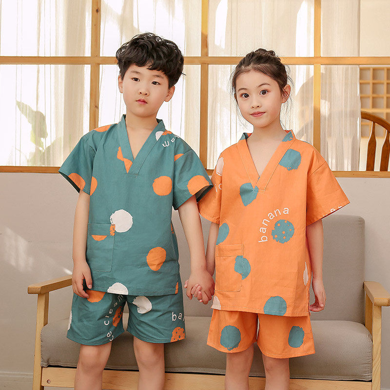 儿童棉布浴服男女童汗蒸服睡衣桑拿服小孩家居服酒店养生睡衣温泉