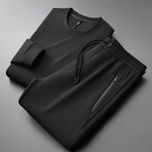 休闲运动服套装男士圆领长袖卫衣卫裤两件套2025秋冬季中年男装