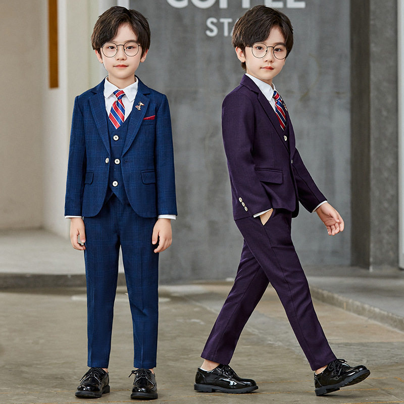 2026春秋季新款儿童套装帅气男童小西装加绒婚礼花童礼服演出跨境