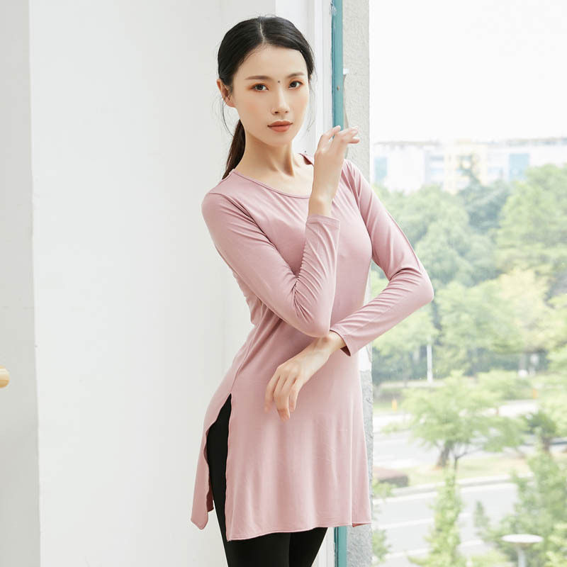 长款长袖2026春宽松现代舞服开叉女成人舞蹈上衣舒适古典舞练功服