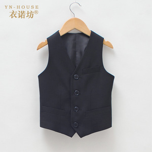 衣诺坊男童礼服西装马甲儿童黑色马夹黑色童装小男孩演出表演服装