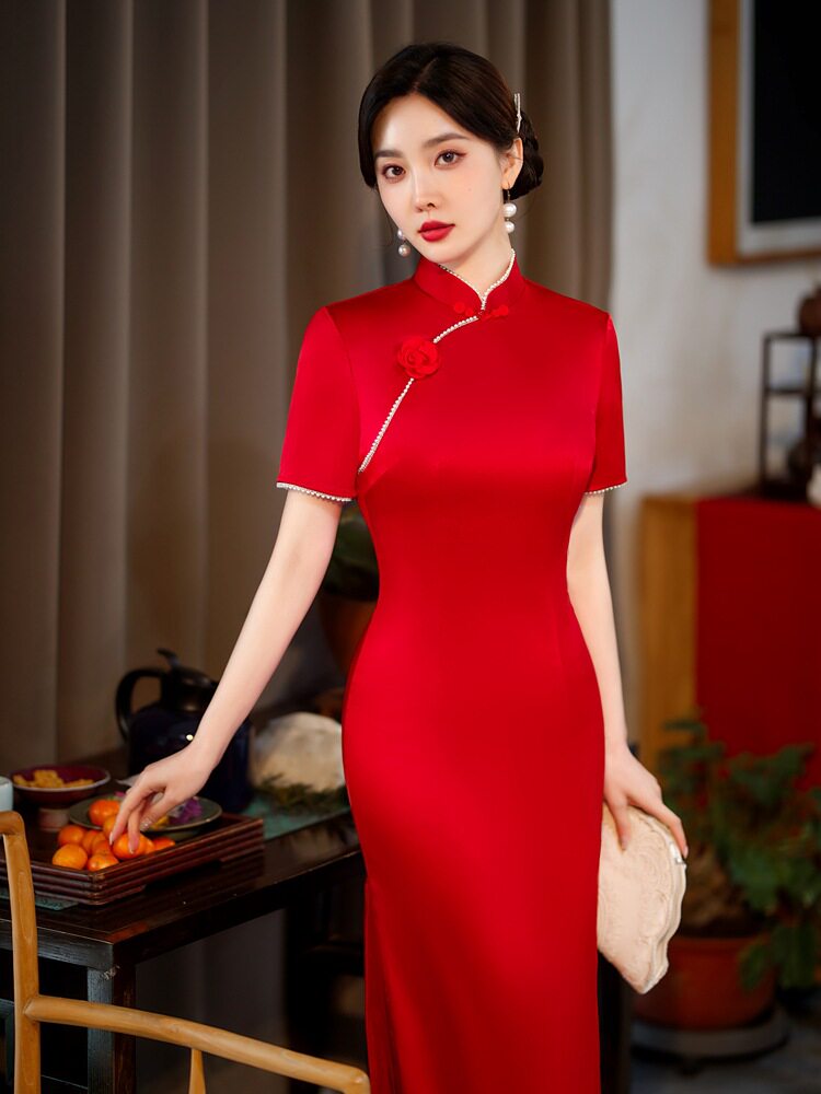 2026年春秋新款中长敬酒服新娘装晚礼服气质优雅时尚连衣裙女高档