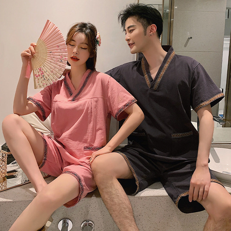 V领夏季男士大码家居服