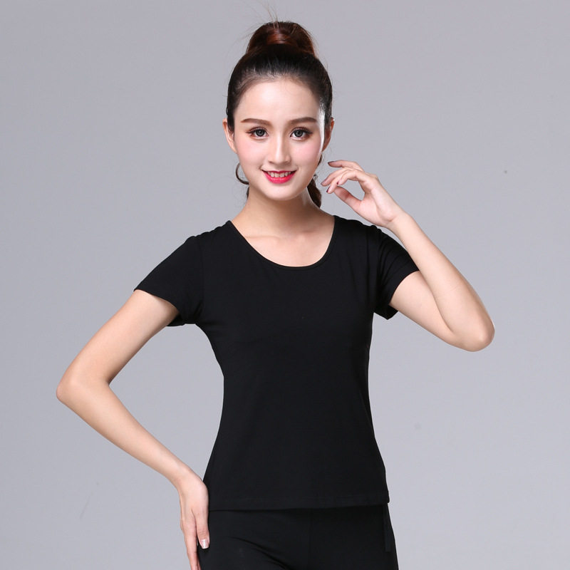 拉丁舞服装女成人新款形体舞蹈服短袖舞蹈练功服莫代尔跳舞上衣夏