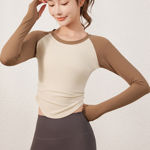 瑜伽服女长袖紧身显瘦弹力外穿跑步训练专业运动速干健身上衣秋冬