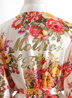 2025婚庆系列牡丹新娘母亲Mather of the Bride仿丝化妆袍晨睡袍