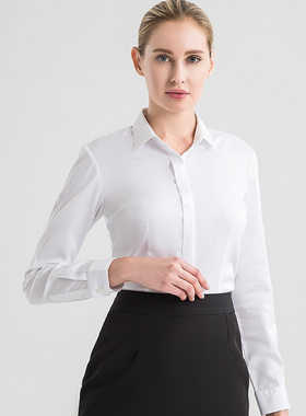 2026春季新款DPYS女款开衫免烫衬衫长袖女式正装暗扣纯棉白衬衣