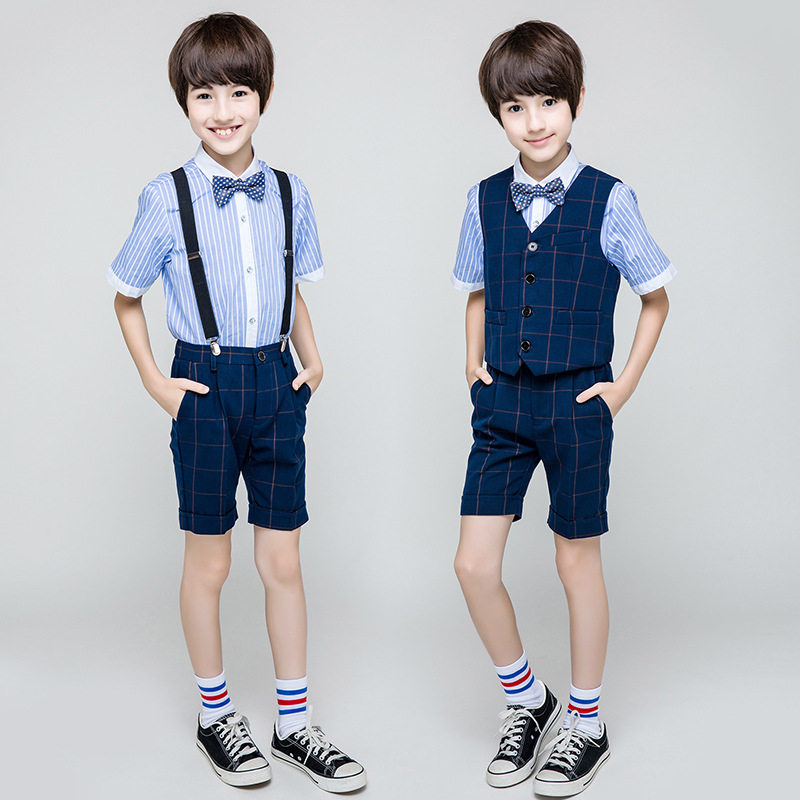夏季西装三件套小男孩钢琴演出服