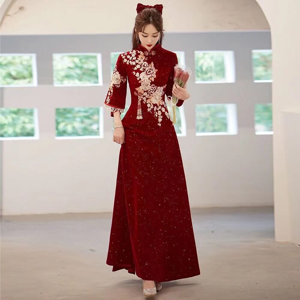 旗袍敬酒服新娘2026春款中式秀禾服结婚订婚礼服宴会优雅气质长款