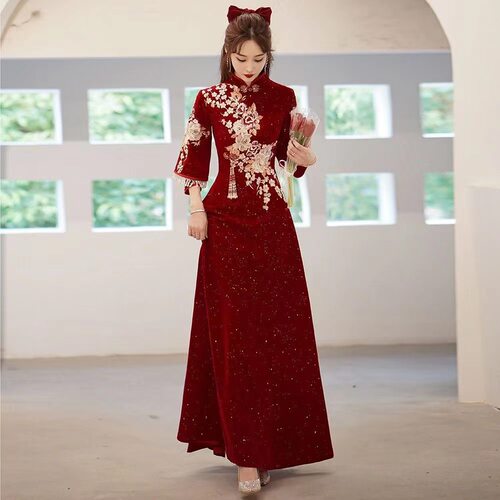 旗袍敬酒服新娘2026春款中式秀禾服结婚订婚礼服宴会优雅气质长款