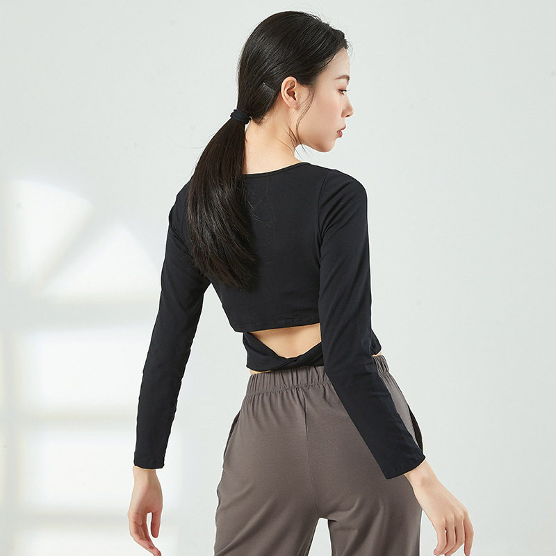 现代舞蹈练功服女式舞蹈上衣长袖紧身款古典芭蕾舞服运动训练健身