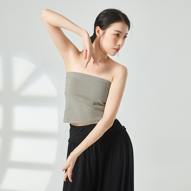 墨绿色舞蹈抹胸裹胸奥代尔棉2026春背心瑜伽女士内衣训练练功健身