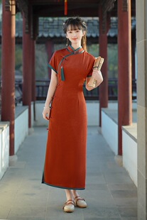 春季小清新苏式改良旗袍年轻款少女气质复古民国风素雅日常可穿夏