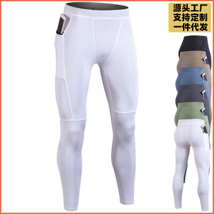 2025跨境运动紧身裤男款高弹透气速干裤暴汗篮球训练健身打底裤子