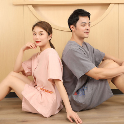 情侣款时尚印花高端酒店艾灸服