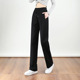 直筒裤 薄款 长裤 子宽松纯棉休闲裤 拉链口袋运动裤 卫裤 女士春秋夏季